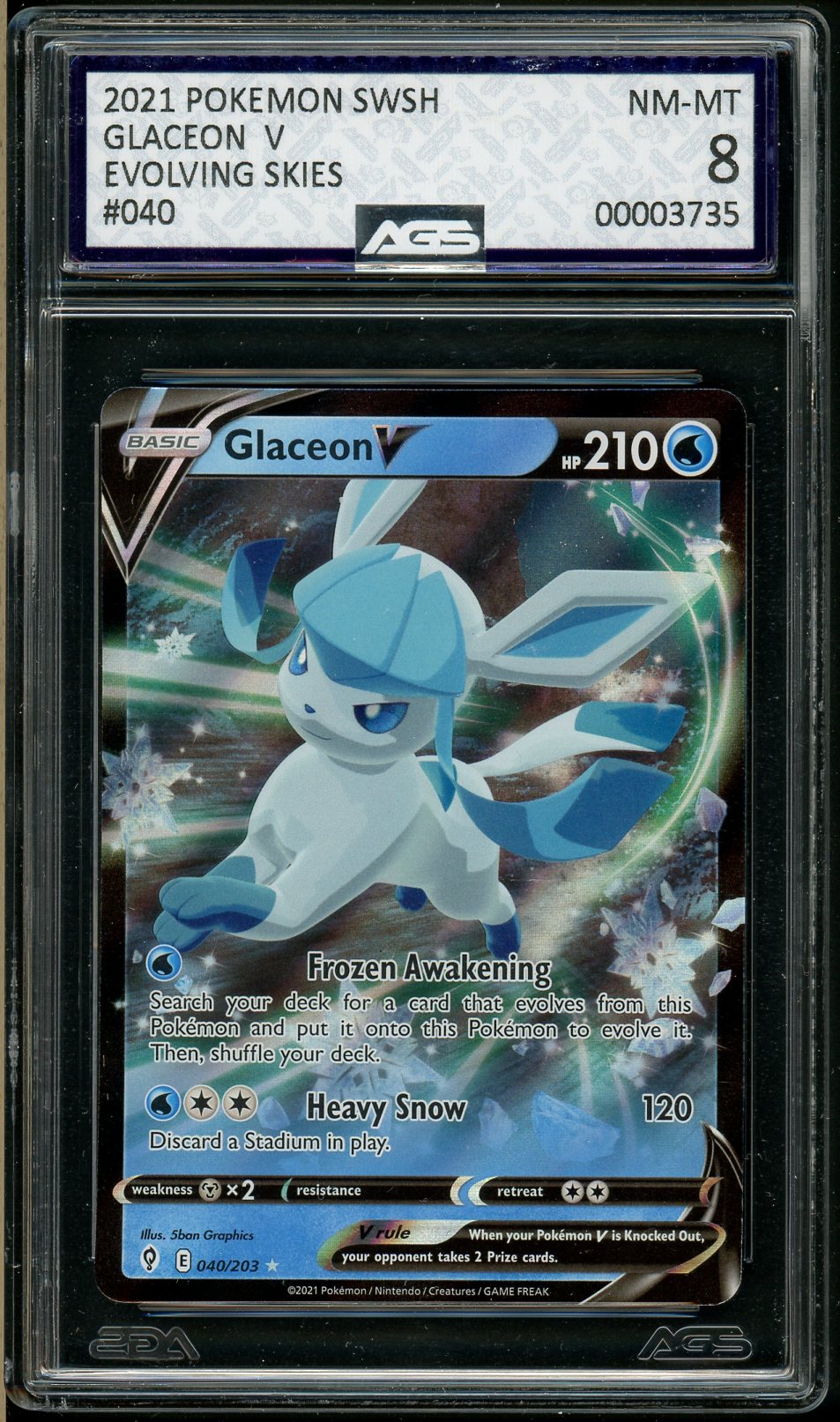 pokemon card 040 203 AGS (NM-MT 8) Glaceon V #40