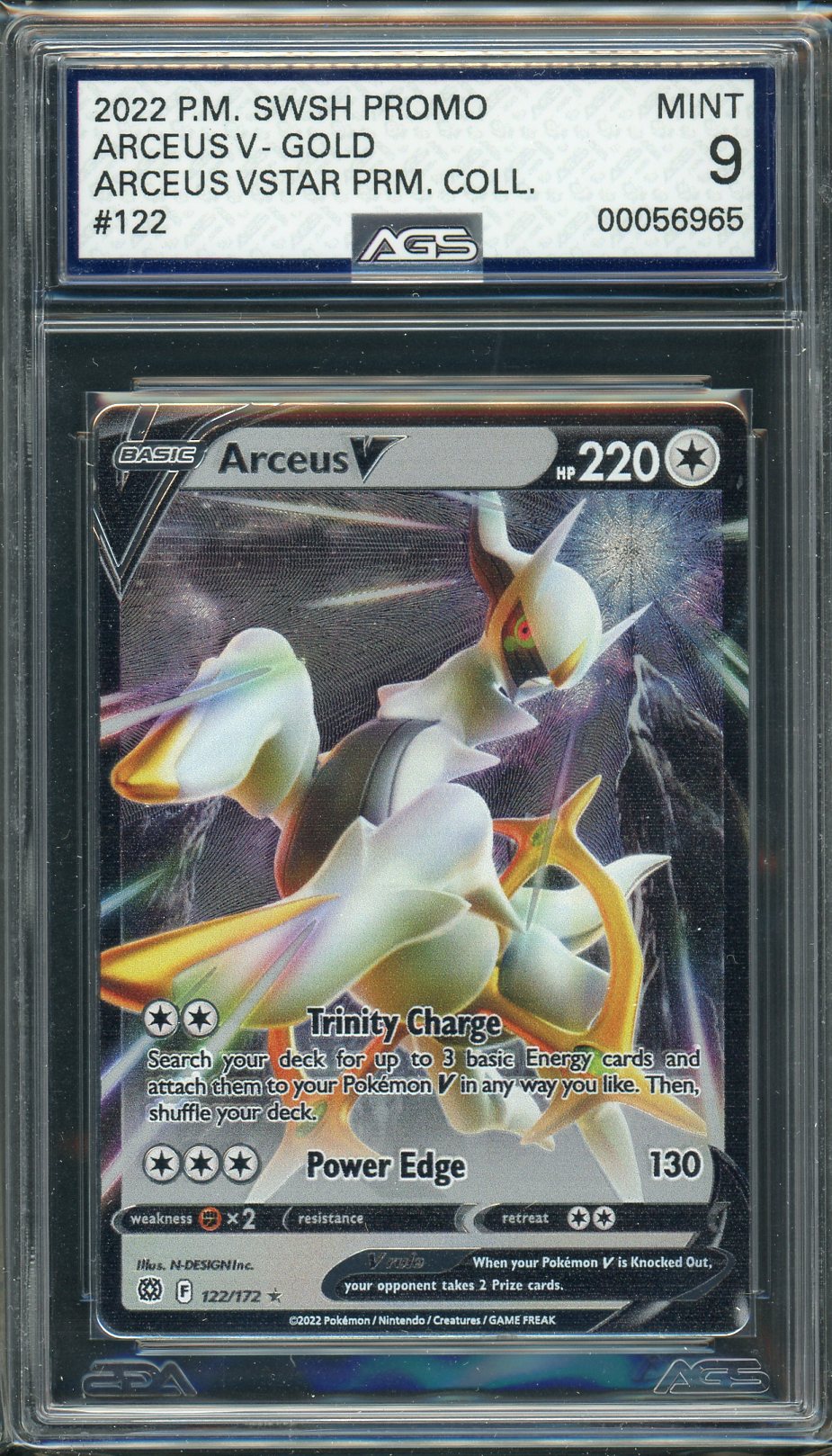 AGS (MINT 9) Arceus V #122 - Arceus VSTAR Ultra-Premium Collection (ME Pokemon Plug AGS (MINT 9) Arceus V #122 - Arceus VSTAR Ultra-Premium Collection (ME Pokemon Plug