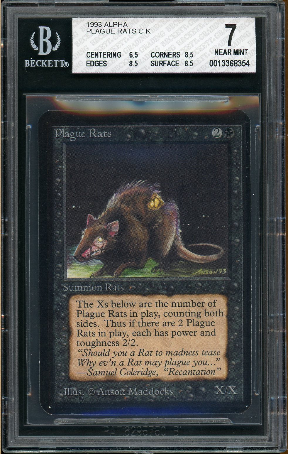 BGS (7.0) Plague Rats - 1993 Magic The Gathering [Alpha] (#0013368354)