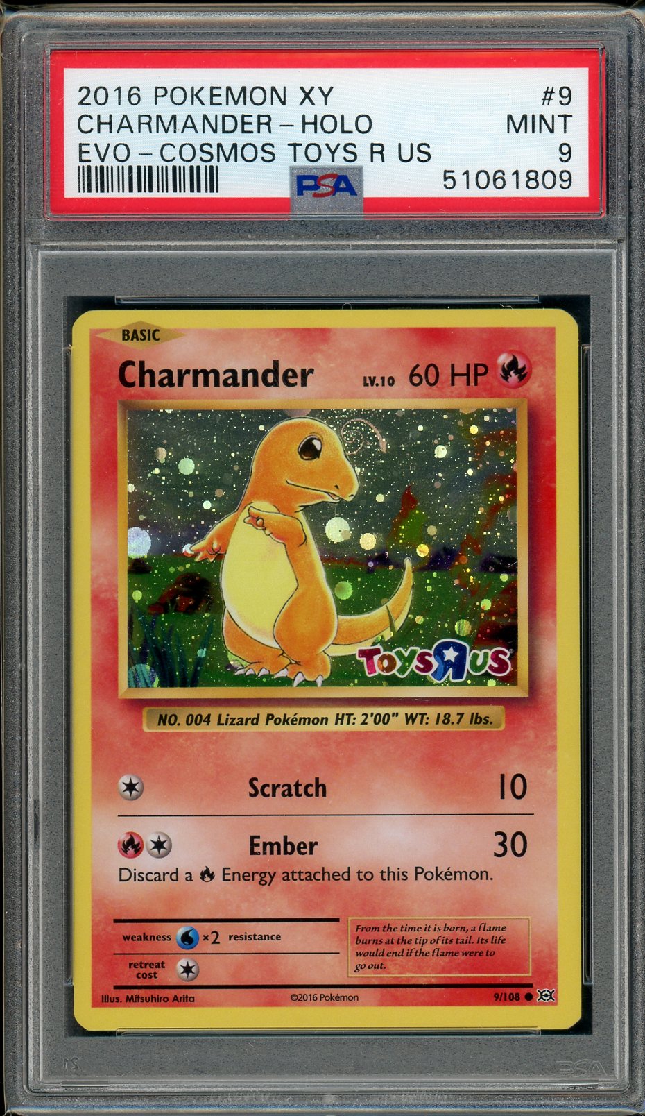 charmander pokemon card holographic PSA (MINT 9) Charmander-holo #9