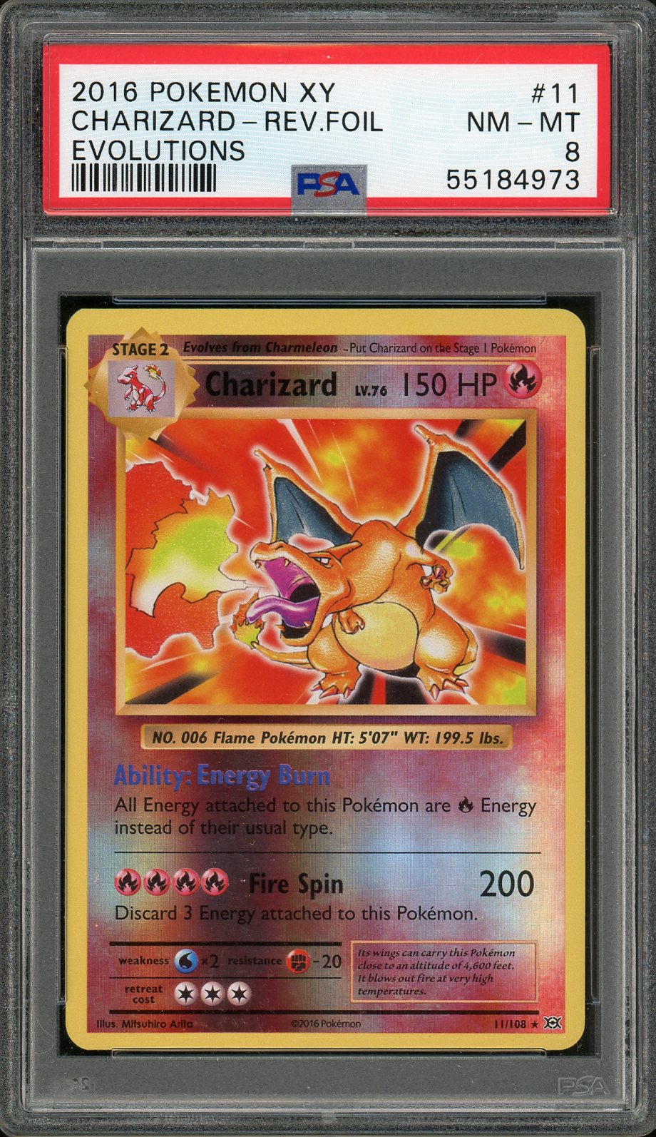 charizard pokemon card reverse holo PSA (NM-MT 8) Charizard #11 - Reverse Holo Foil