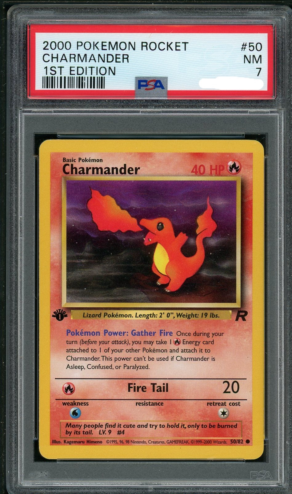 PSA (NM 7) Charmander (1st Edition) #50 - Pokemon Rocket Pokemon Plug PSA (NM 7) Charmander (1st Edition) #50 - Pokemon Rocket Pokemon Plug