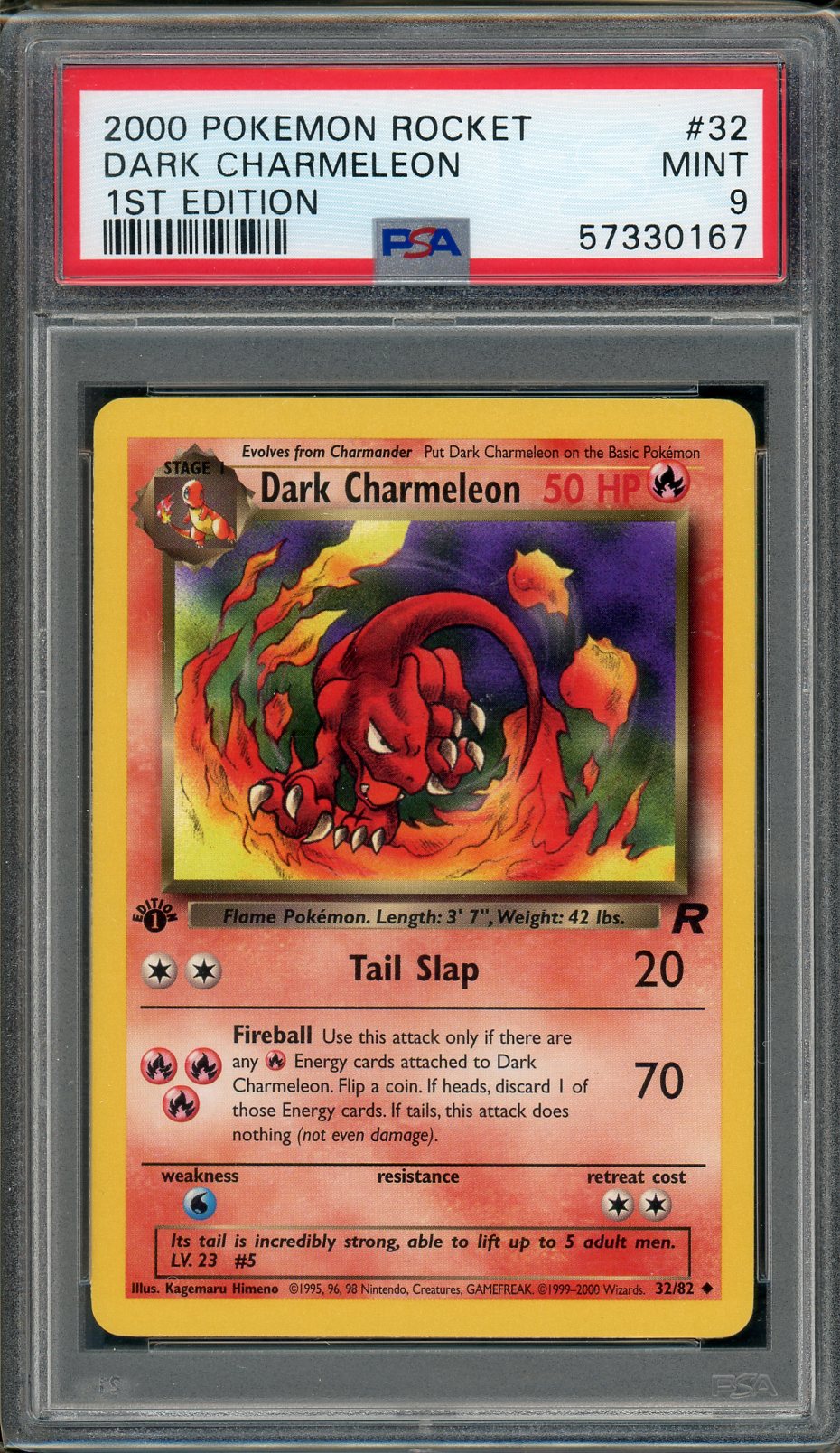 1995 charmeleon pokemon card PSA (MINT 9) Dark Charmeleon #32