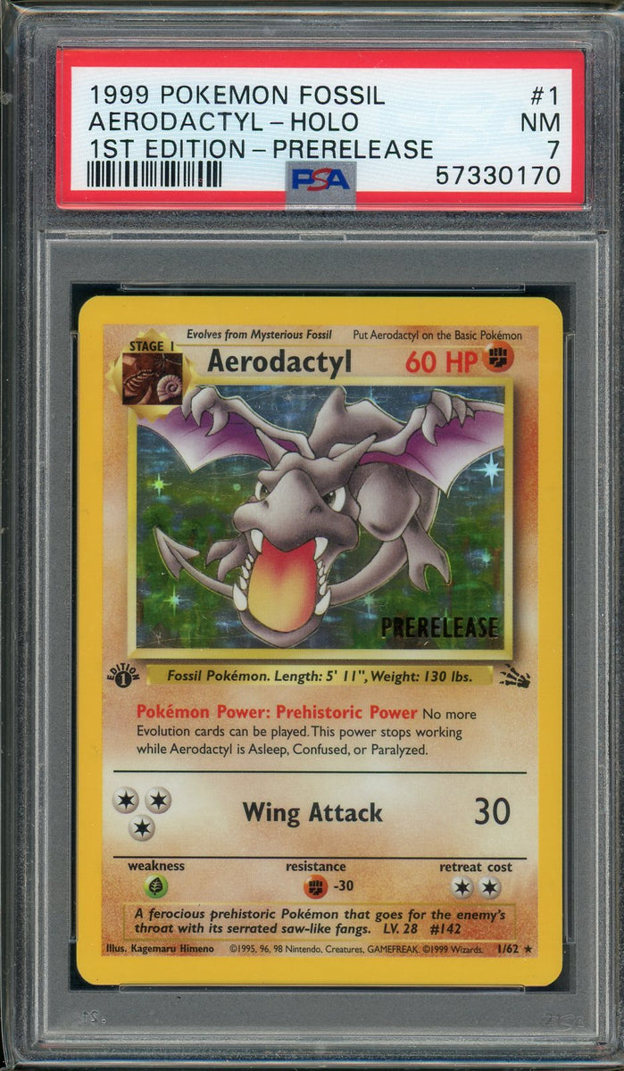 PSA (NM 7) Aerodactyl-holo #1 - (PRERELEASE) Pokemon Fossil