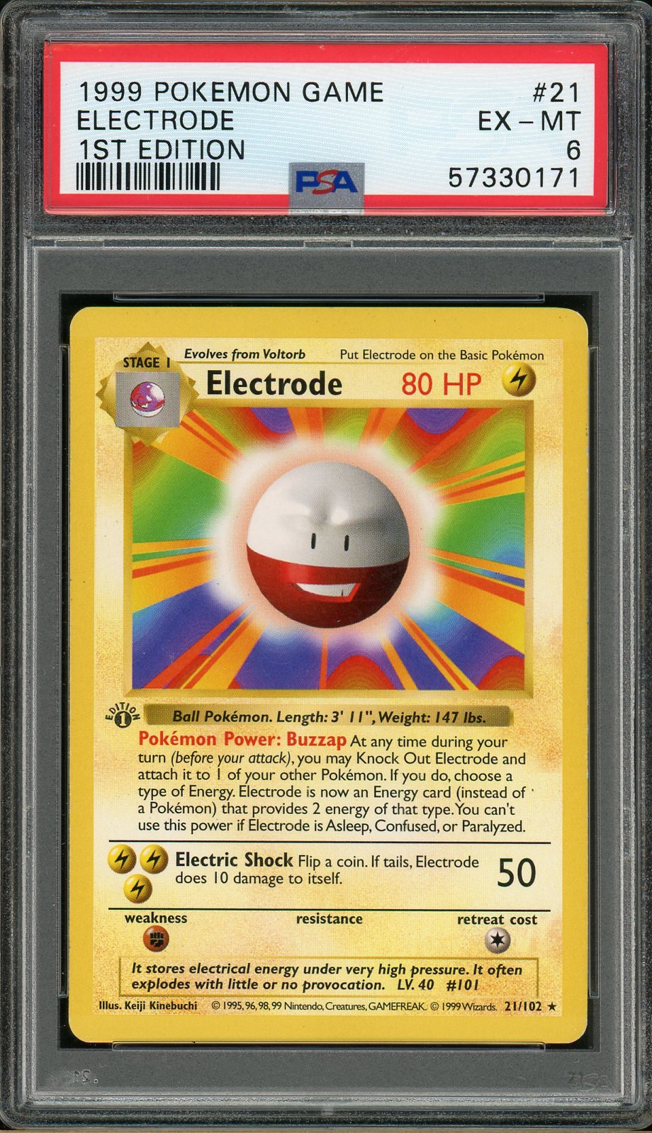 PSA (EX-MT 6) Electrode #21 1st Edition Shadowless
