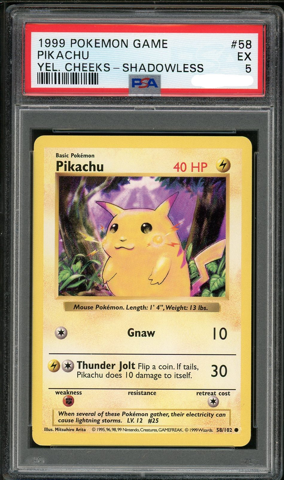 PSA (EX 5) Pikachu (Shadowless) #58 - Pokemon Game Pokemon Plug PSA (EX 5) Pikachu (Shadowless) #58 - Pokemon Game Pokemon Plug