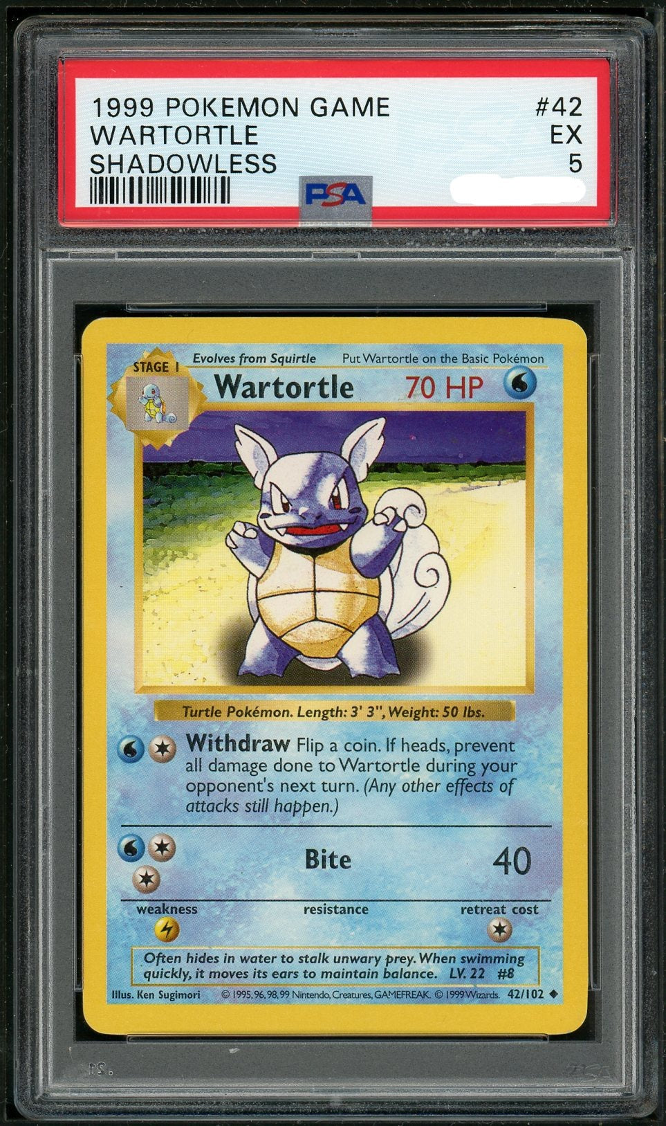 PSA (EX 5) Wartortle (Shadowless) #42 - Pokemon Game Pokemon Plug PSA (EX 5) Wartortle (Shadowless) #42 - Pokemon Game Pokemon Plug