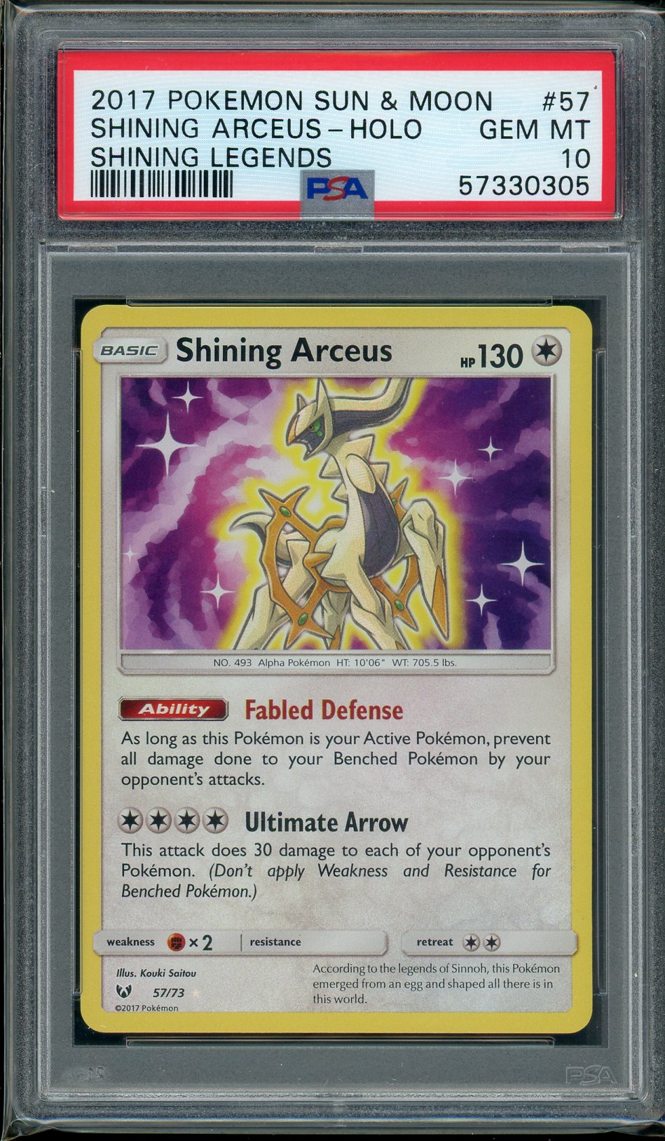 PSA (Gem MT 10) Shining Arceus-holo #57