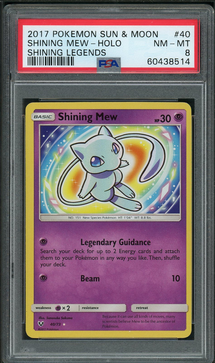 PSA (NM-MT 8) Shining Mew-holo #40 - Pokemon Sun & Moon Shining Legends (#60438514)