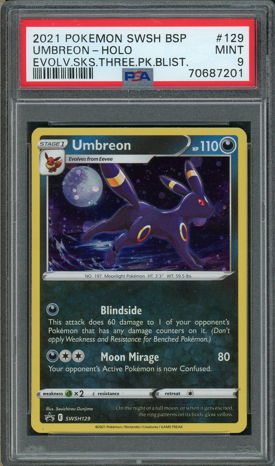 umbreon holo pokemon card PSA (MINT 9) Umbreon-Holo #SWSH129