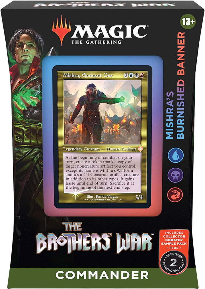 Magic the Gathering: The Brothers' War - Mishra’s Burnished Banner & Urza's Iron Alliance + Collector Booster Sample Pack Retro-Frame Commander Decks & Cases