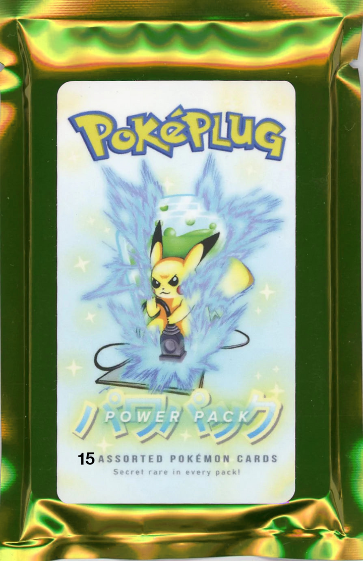 PokéPlug POWER PACK - VINTAGE GOLD English Edition - 15 Cards - Holo Rare & More in Every Pack!