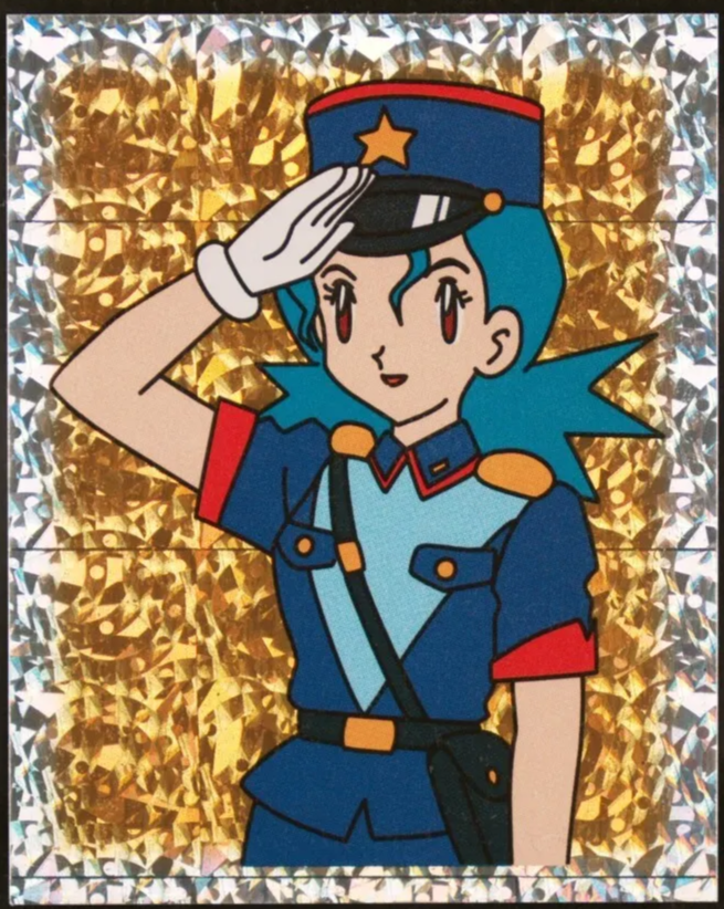 officer jenny pokemon card Officer Jenny - Prism Holo (S32) [Merlin / Topps Stickers