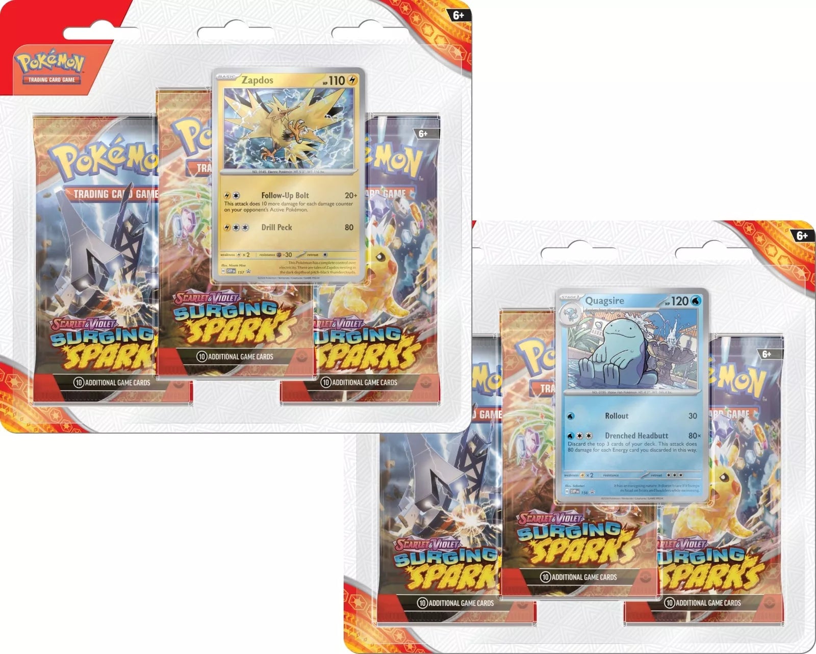 Pokemon TCG Surging Sparks Blister Bundle – 5 Booster Packs + Quagsire, Factory Sealed (UPC 820650859380)