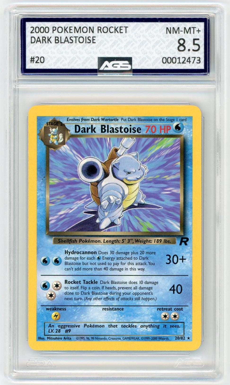 pokemon dark blastoise card AGS (NM-MT+ 8.5) Dark Blastoise #20