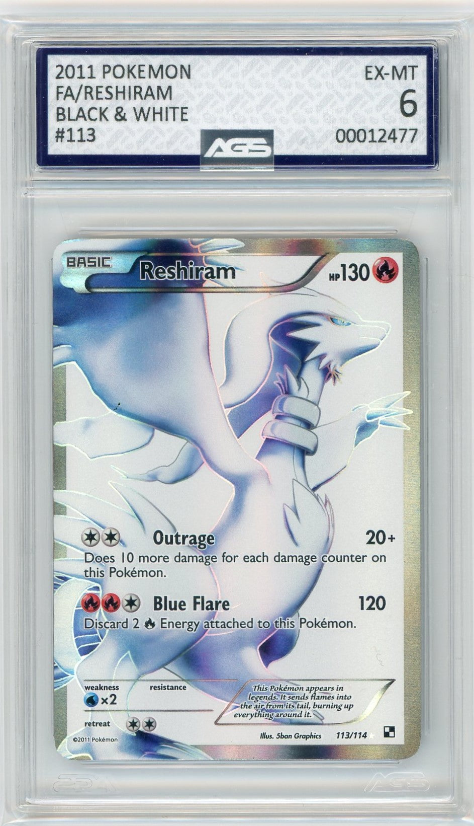 AGS (EX-MT 6) Reshiram #113 - Black & White (#00012477) Pokemon Plug AGS (EX-MT 6) Reshiram #113 - Black & White (#00012477) Pokemon Plug