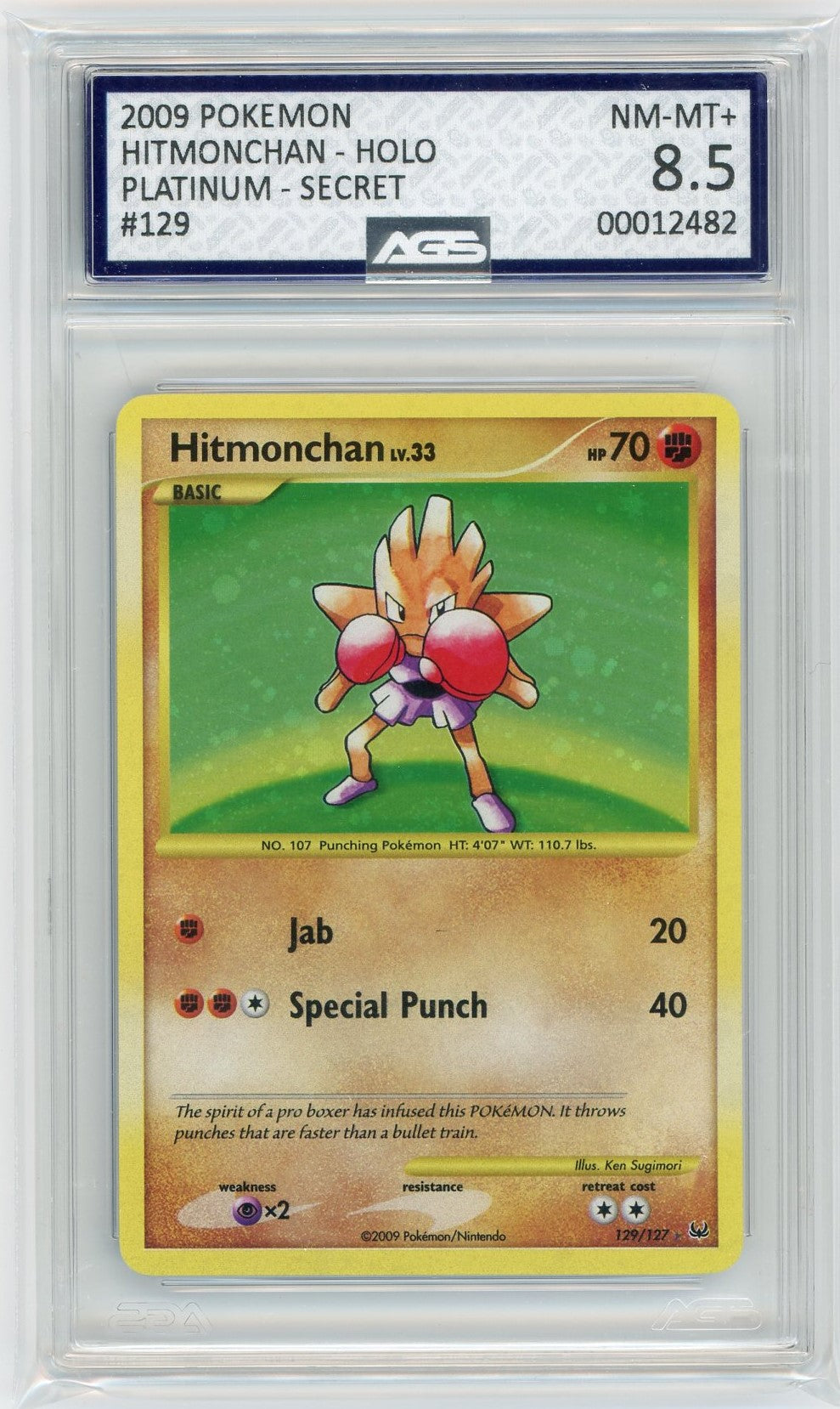 AGS (NM-MT+ 8.5) Hitmonchan #129 - Platinum (#00012482) Pokemon Plug AGS (NM-MT+ 8.5) Hitmonchan #129 - Platinum (#00012482) Pokemon Plug