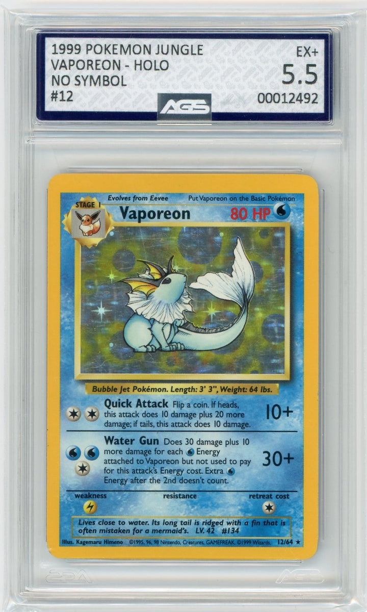AGS (EX+ 5.5) Vaporeon #12 - Jungle (#00012492)