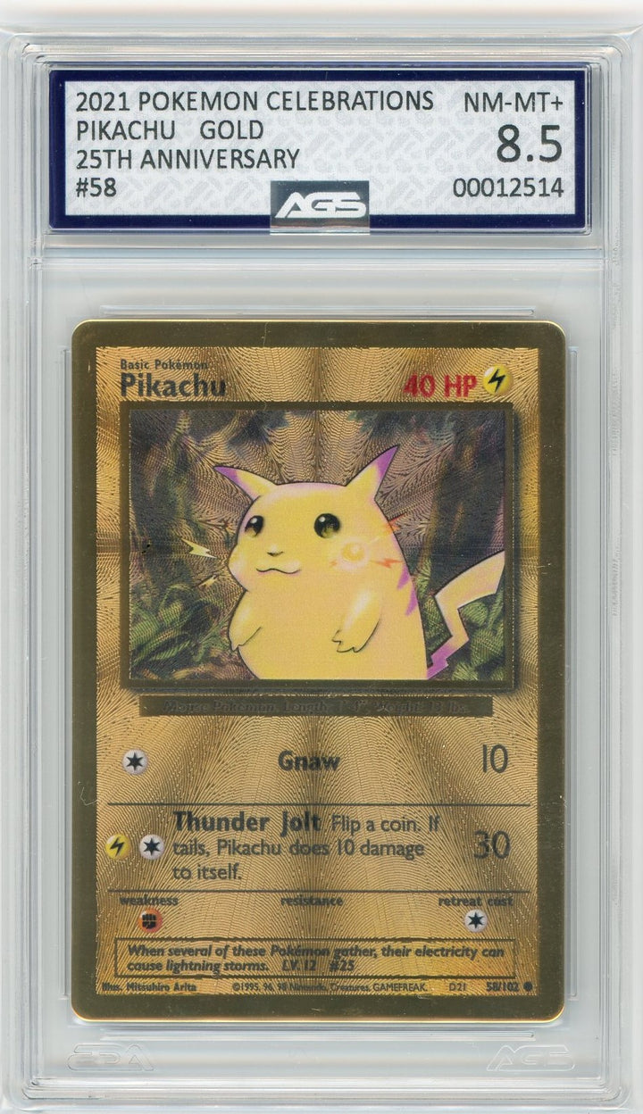 AGS (NM-MT+ 8.5) Metal Pikachu (Gold) #38/102 - Celebrations (#00012514)