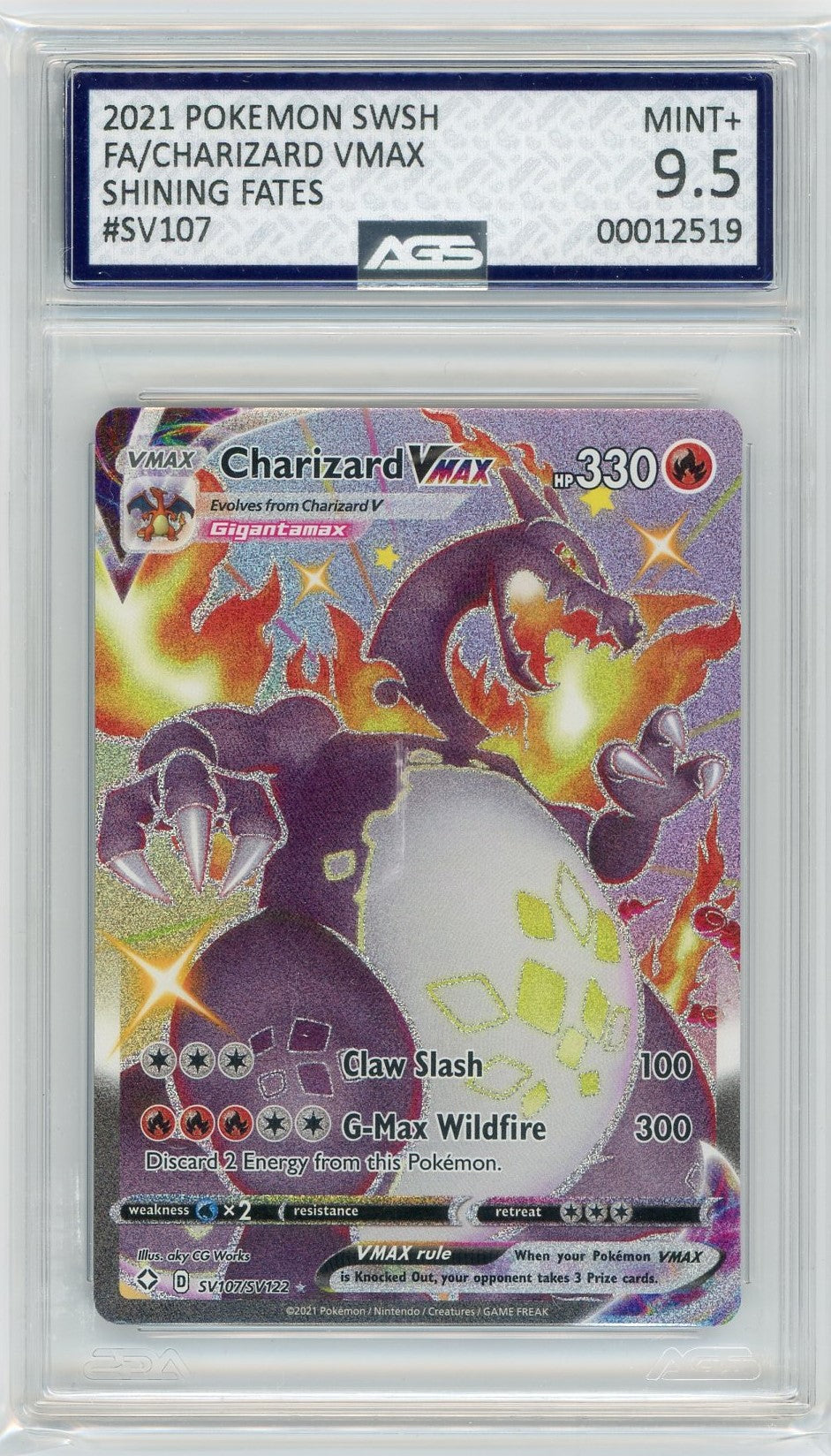 AGS (MINT+ 9.5) Charizard VMAX #SV107 - Shining Fates (#00012519) Pokemon Plug AGS (MINT+ 9.5) Charizard VMAX #SV107 - Shining Fates (#00012519) Pokemon Plug