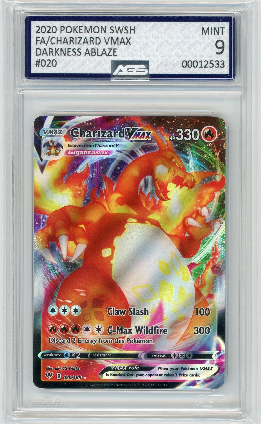 AGS (MINT 9) Charizard VMAX #20 - Darkness Ablaze (#00012533) AGS (MINT 9) Charizard VMAX #20 - Darkness Ablaze (#00012533)