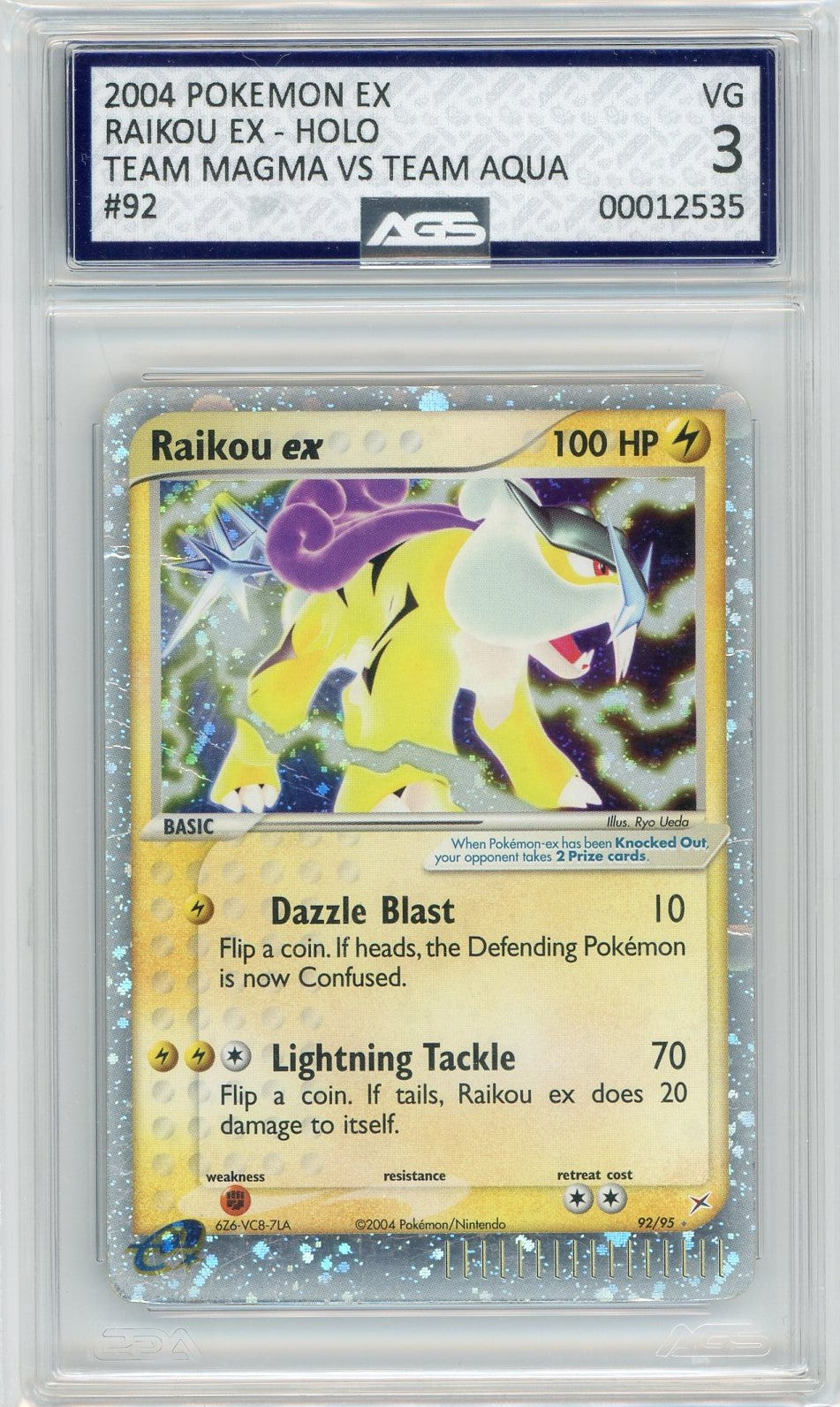 pokemon card raikou ex AGS (VG 3) Raikou EX #92