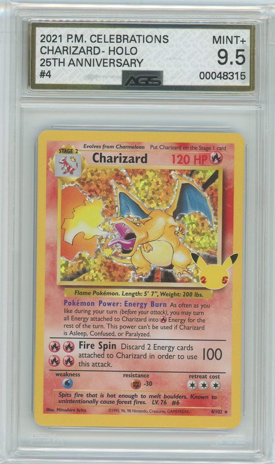 25th anniversary pokemon cards charizard AGS (MINT+ 9.5) Charizard #4