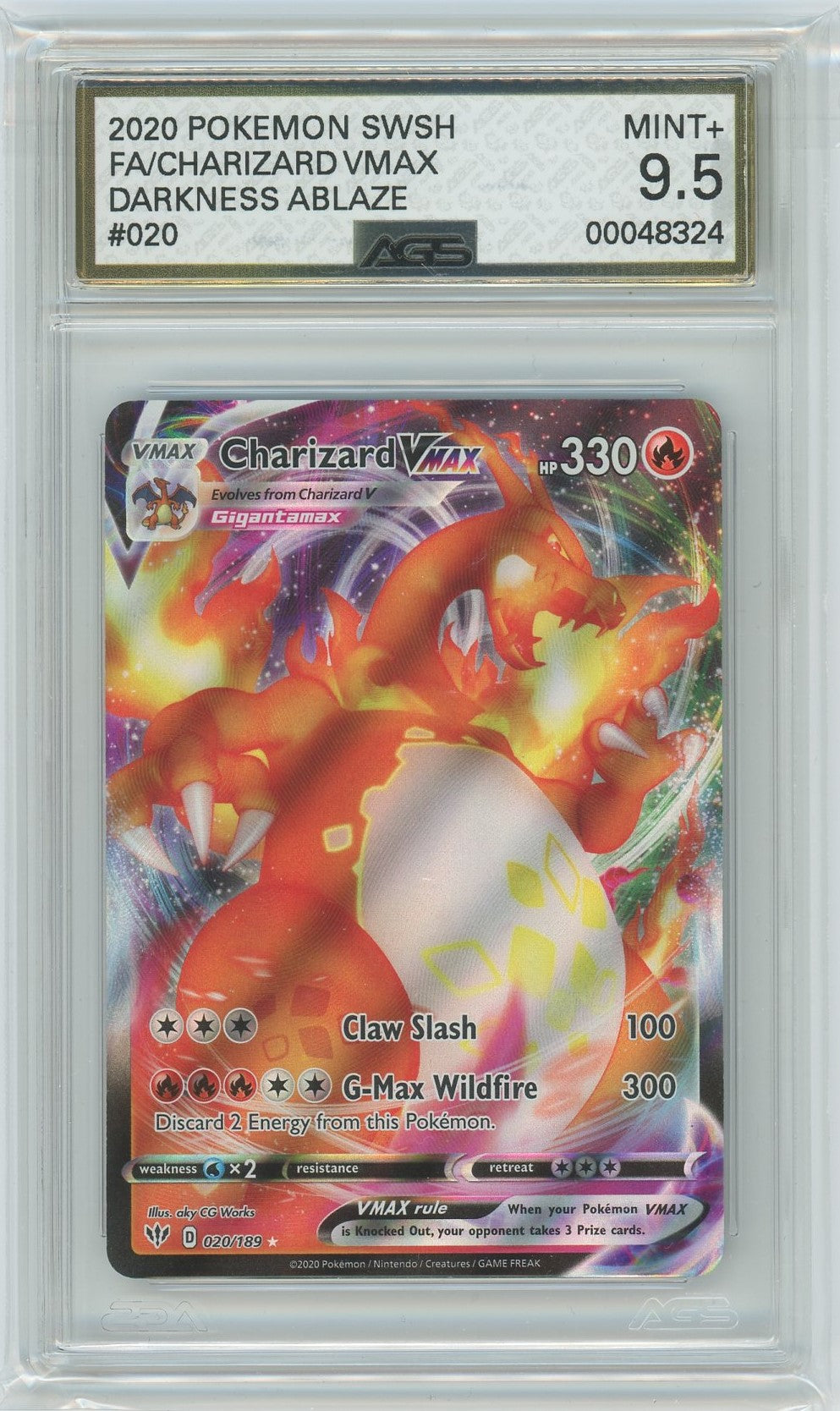 AGS (MINT+ 9.5) Charizard VMAX #20 - Darkness Ablaze (#00048324) Pokemon Plug AGS (MINT+ 9.5) Charizard VMAX #20 - Darkness Ablaze (#00048324) Pokemon Plug