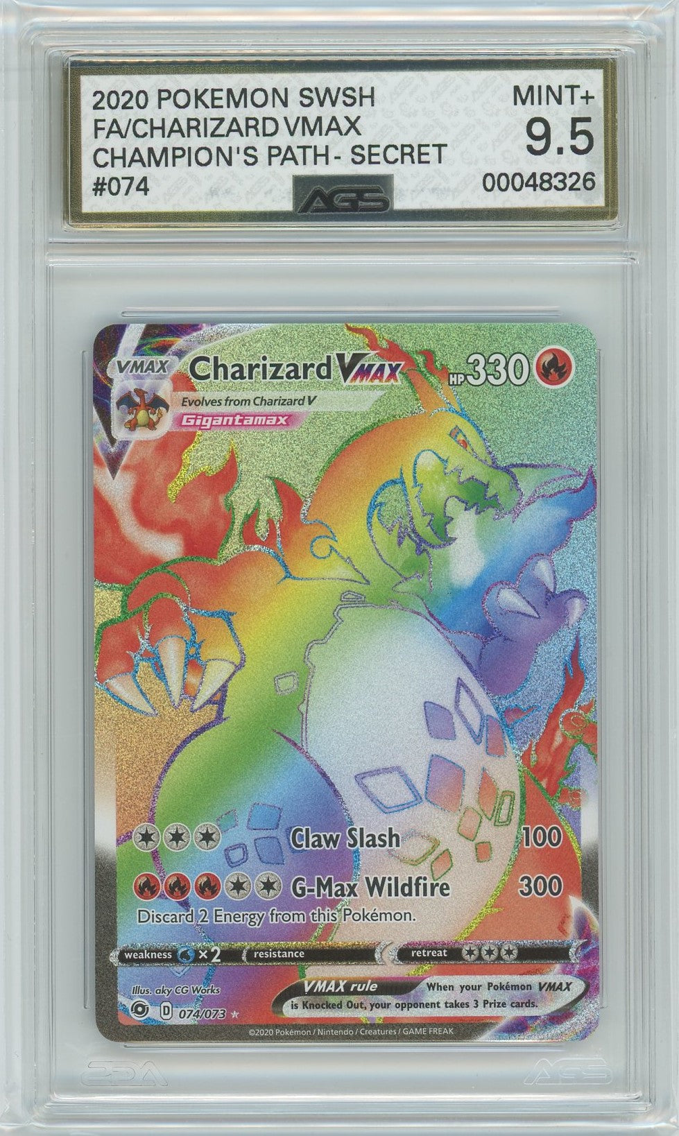 AGS (MINT+ 9.5) Charizard VMAX #74 - Champion's Path (#00048326) Pokemon Plug AGS (MINT+ 9.5) Charizard VMAX #74 - Champion's Path (#00048326) Pokemon Plug