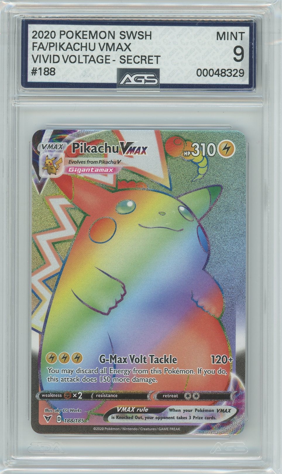 AGS (MINT 9) Pikachu VMAX #188 - Vivid Voltage (#00048329) Pokemon Plug AGS (MINT 9) Pikachu VMAX #188 - Vivid Voltage (#00048329) Pokemon Plug