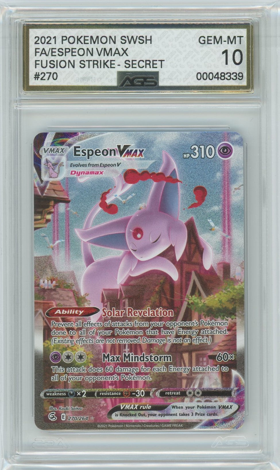 AGS (GEM-MT 10) Espeon VMAX #270 - Fusion Strike (#00048339) Pokemon Plug AGS (GEM-MT 10) Espeon VMAX #270 - Fusion Strike (#00048339) Pokemon Plug