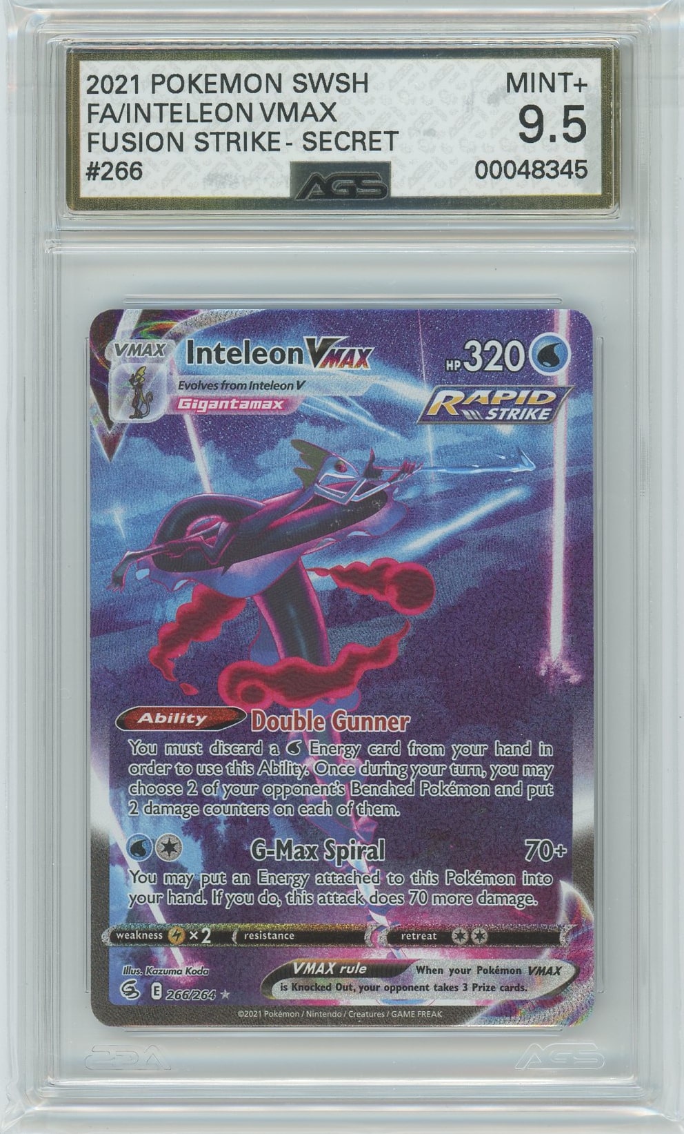 inteleon vmax pokemon card AGS (MINT+ 9.5) Inteleon VMAX #266