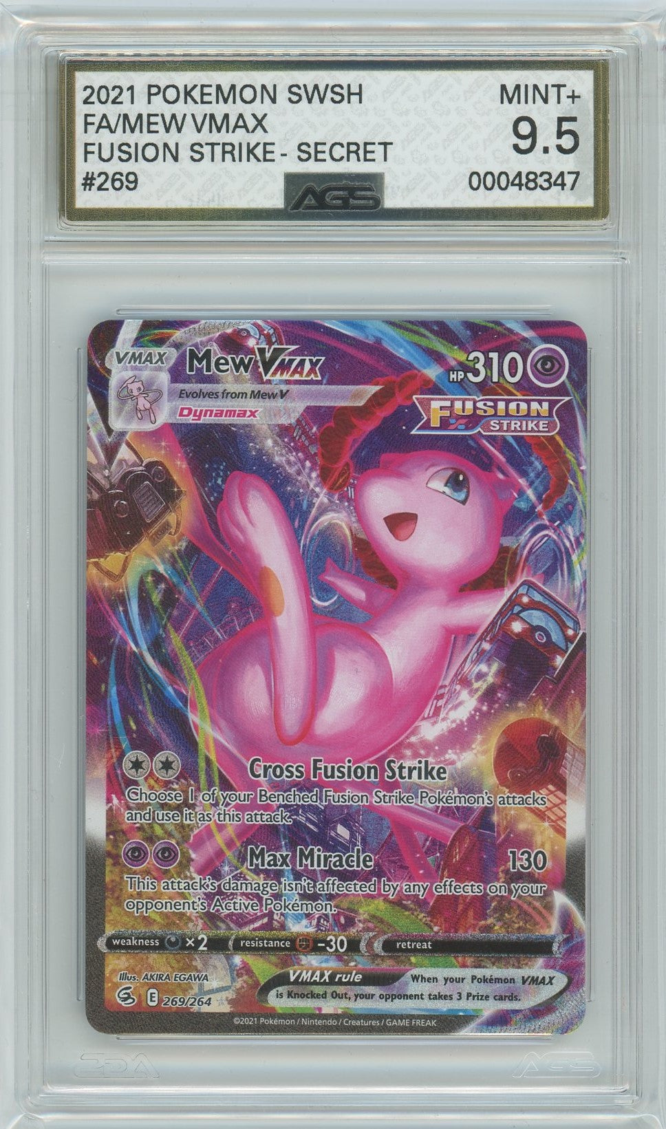 AGS (MINT+ 9.5) Mew VMAX #269 - Fusion Strike (#00048347) Pokemon Plug AGS (MINT+ 9.5) Mew VMAX #269 - Fusion Strike (#00048347) Pokemon Plug