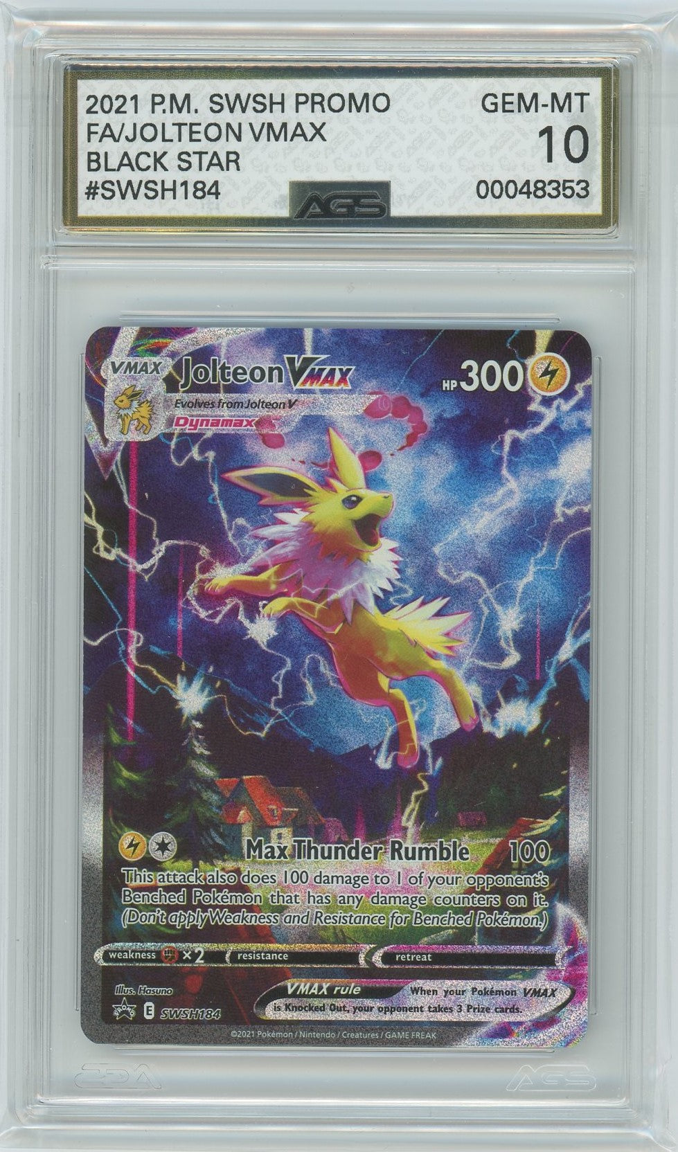 AGS (GEM-MT 10) Jolteon VMAX #SWSH184 - Sword & Shield Promos (#000483 Pokemon Plug AGS (GEM-MT 10) Jolteon VMAX #SWSH184 - Sword & Shield Promos (#000483 Pokemon Plug