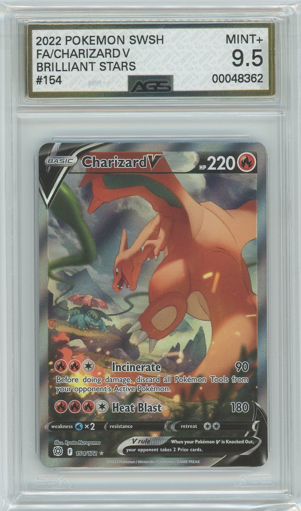 AGS (MINT+ 9.5) Charizard V #154 - Brilliant Stars (#00048362) Pokemon Plug AGS (MINT+ 9.5) Charizard V #154 - Brilliant Stars (#00048362) Pokemon Plug