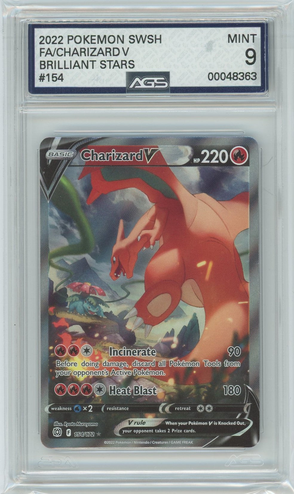 AGS (MINT 9) Charizard V #154 - Brilliant Stars (#00048363) Pokemon Plug AGS (MINT 9) Charizard V #154 - Brilliant Stars (#00048363) Pokemon Plug