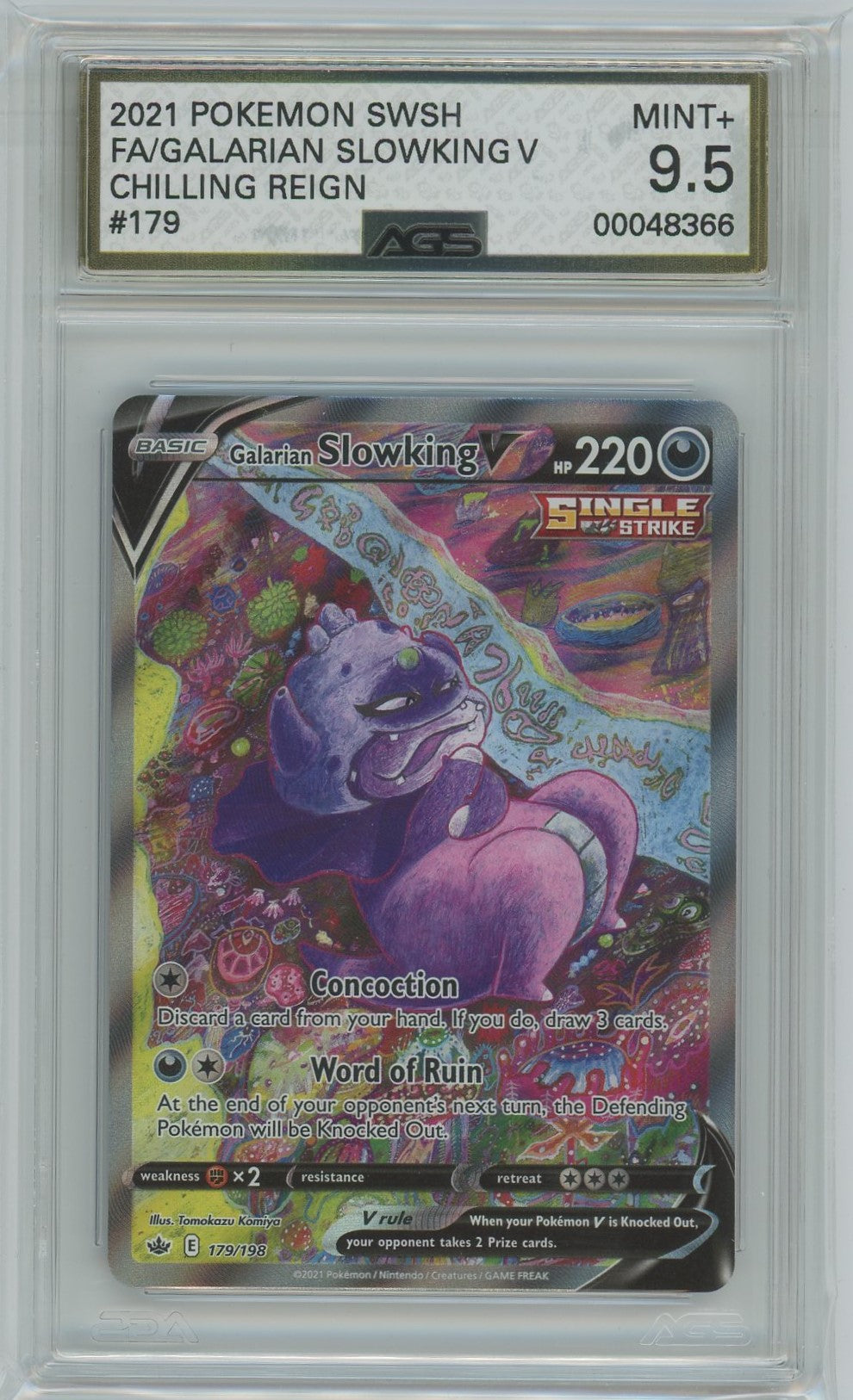 AGS (MINT+ 9.5) Galarian Slowking V #179 - Chilling Reign (#00048366) Pokemon Plug AGS (MINT+ 9.5) Galarian Slowking V #179 - Chilling Reign (#00048366) Pokemon Plug