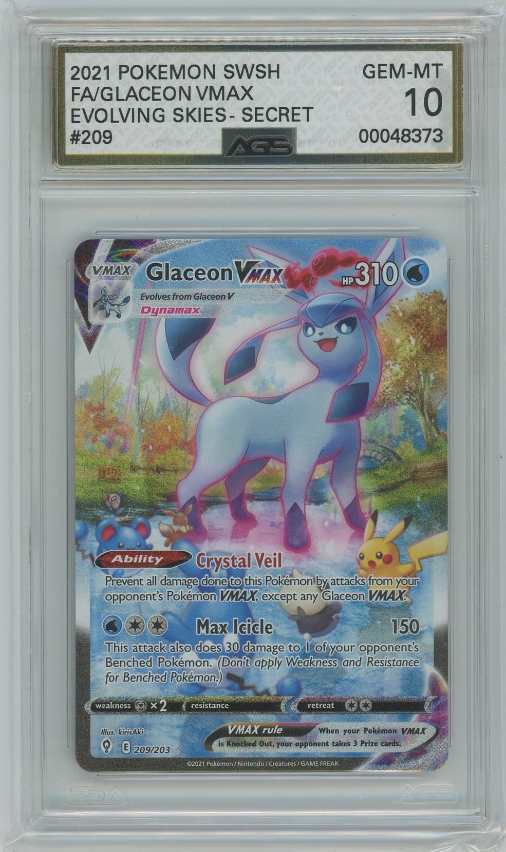 AGS (GEM-MT 10) Glaceon VMAX #209 - Evolving Skies (#00048373) Pokemon Plug AGS (GEM-MT 10) Glaceon VMAX #209 - Evolving Skies (#00048373) Pokemon Plug