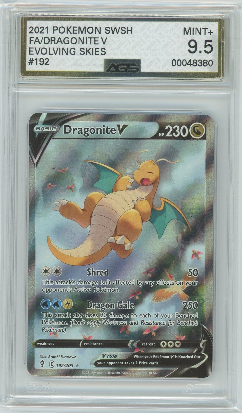 AGS (MINT+ 9.5) Dragonite V #192 - Evolving Skies (#00048380) Pokemon Plug AGS (MINT+ 9.5) Dragonite V #192 - Evolving Skies (#00048380) Pokemon Plug