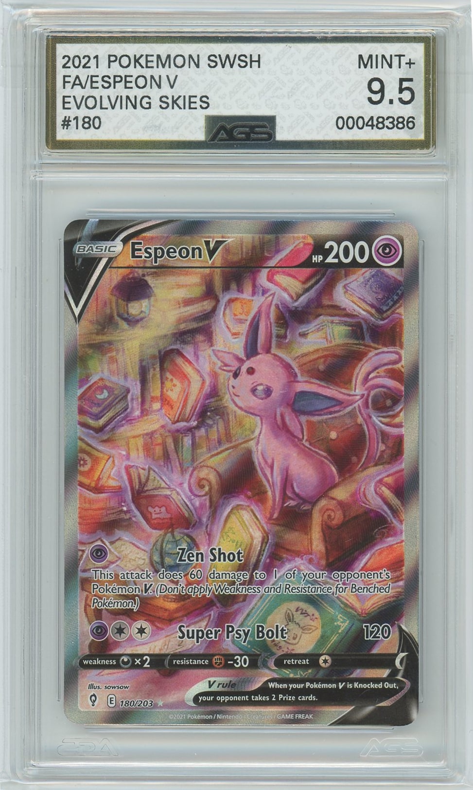 espeon v pokemon card AGS (MINT+ 9.5) Espeon V #180