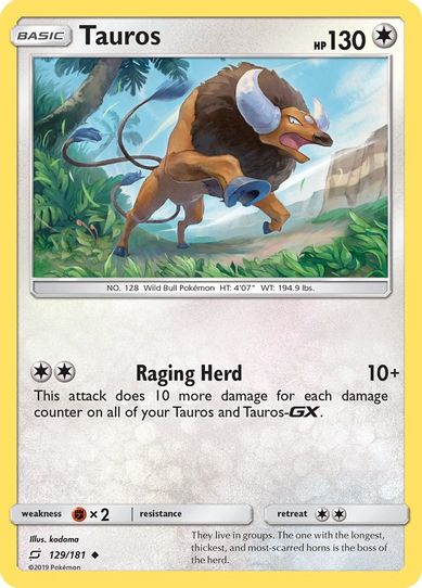 Tauros (129/181) [Sun & Moon: Team Up] – Pokemon Plug