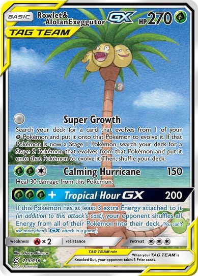 Rowlet & Alolan Exeggutor GX (Alternate Full Art) (215/236) [Sun & Moo Pokemon Plug Rowlet & Alolan Exeggutor GX (Alternate Full Art) (215/236) [Sun & Moo Pokemon Plug