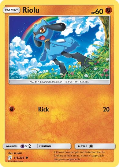 riolu pokemon card 215/198 Fighting Colorless Kick (10) Fighting Reverse Foil Riolu Pokemon Card