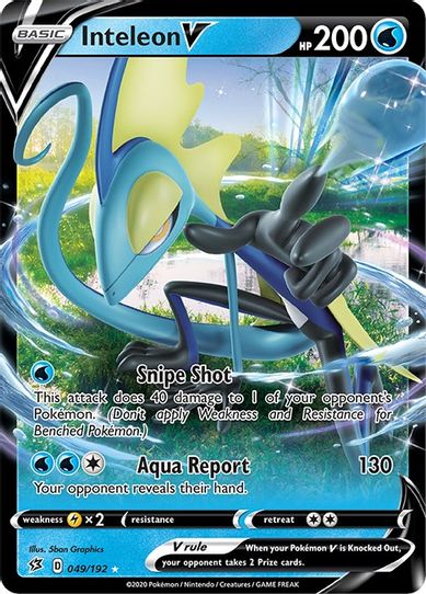 pokemon sword and shield rebel clash card prices TPCI 4 x & 2 Booster Packs (4 Supplied) that can evolve into enormous Pokmon VMAX for even more power Inteleon V (049/192) [Sword &