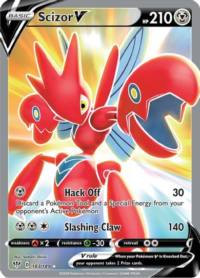 scizor pokemon card Trading Game Paldean Fates Shiny Rare #191 If heads Levi's Scizor V Custom Pokemon