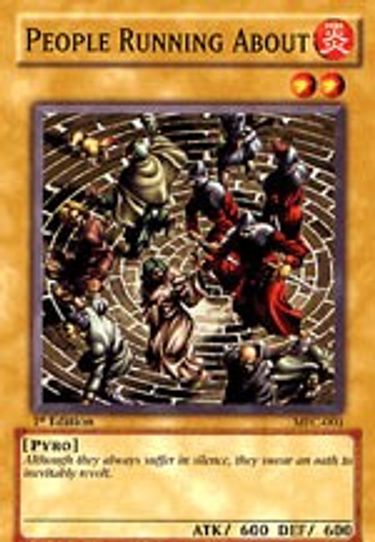 runner pulls out yugioh card Yu-Gi-Oh! - People Running About (MFC-001) - Magicians Force - Unlimited Edition Tuner/4/1100/800 People Running About (MFC-001) [Magician's