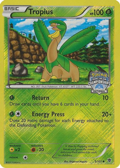 Tropius 5/101 (National Championship Promo) [League & Championship Car –  Pokemon Plug