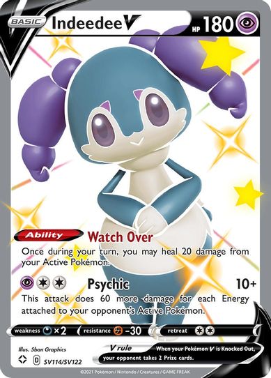 indeedee pokemon card price V 039/072 Shining Fates Holo Rare Near Mint Psychic / 180 / VMAX Card Text 2021 Pokemon Shining Fates SV114