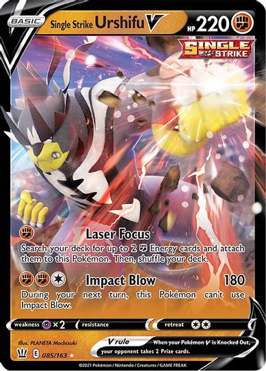 are single strike pokemon cards rare POKMON CARD GAME S5I 009/070 R Battle Styles Single Strike Energy (Secret) Single Strike Urshifu V (085/163)