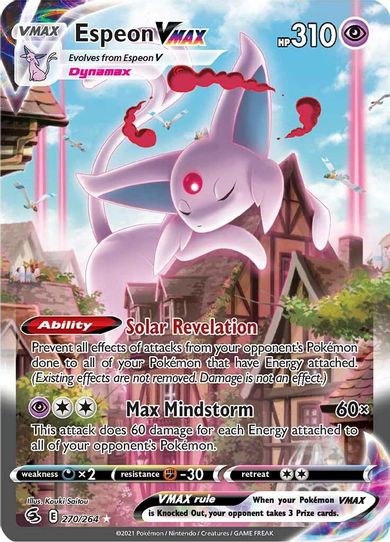 secret art pokemon cards Espeon VMAX (Alternate Art Secret) (270/264) [Sword & Shield: Fusion S – Pokemon Plug